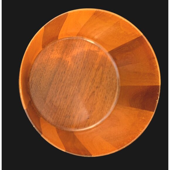 Vtg Dee Nielsen Signed Staved TEAK Wood Bowl OOAK Danish Modern Thin Wall 3x6 - Picture 5 of 15